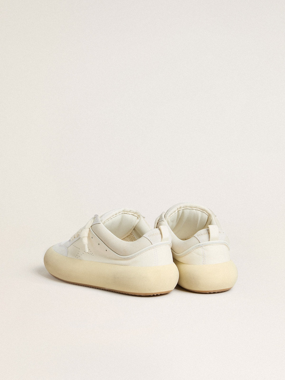 Golden Goose Women's Space-Star Cube in white leather with perforated star