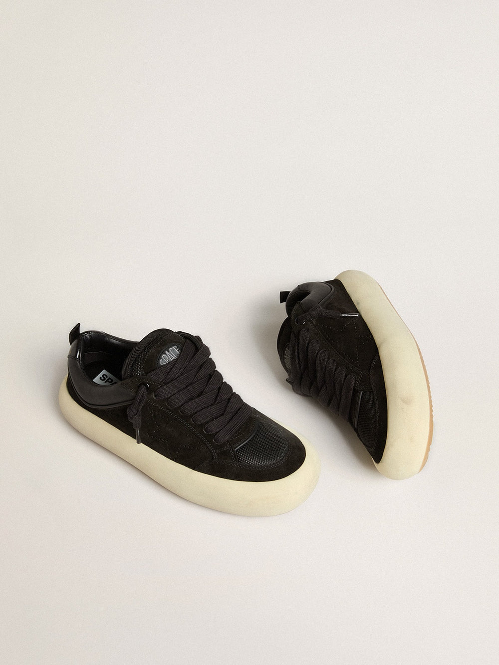 Golden Goose Women's Space-Star Cube in black suede with perforated star