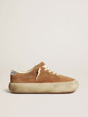 Golden Goose Women's Space-Star in tobacco-colored suede with perforated star