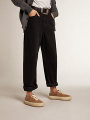 Golden Goose Women's Space-Star in tobacco-colored suede with perforated star