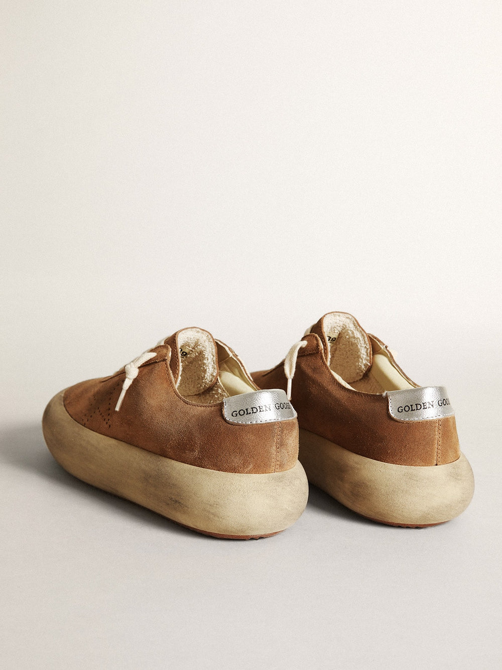 Golden Goose Women's Space-Star in tobacco-colored suede with perforated star