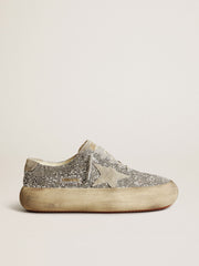 Golden Goose Women's Space-Star in silver glitter with ice-gray star