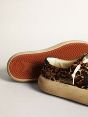 Golden Goose Women's Space-Star in leopard print pony skin with black star