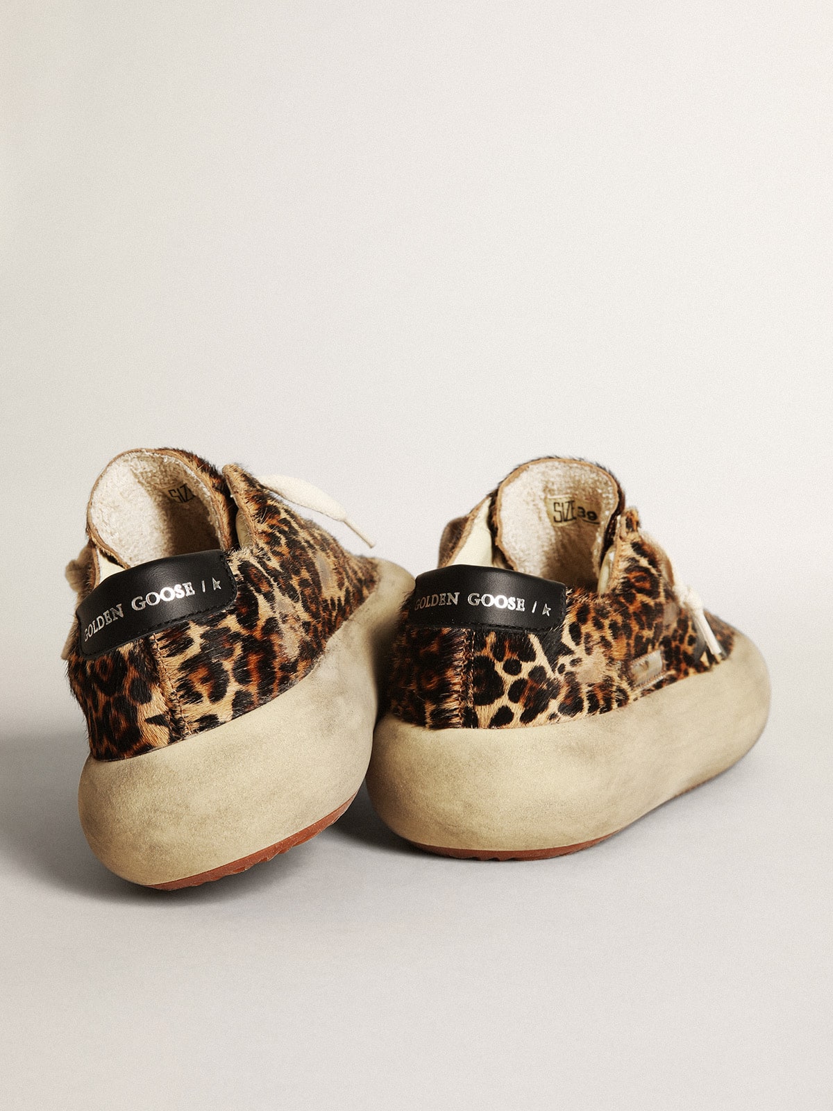 Golden Goose Women's Space-Star in leopard print pony skin with black star