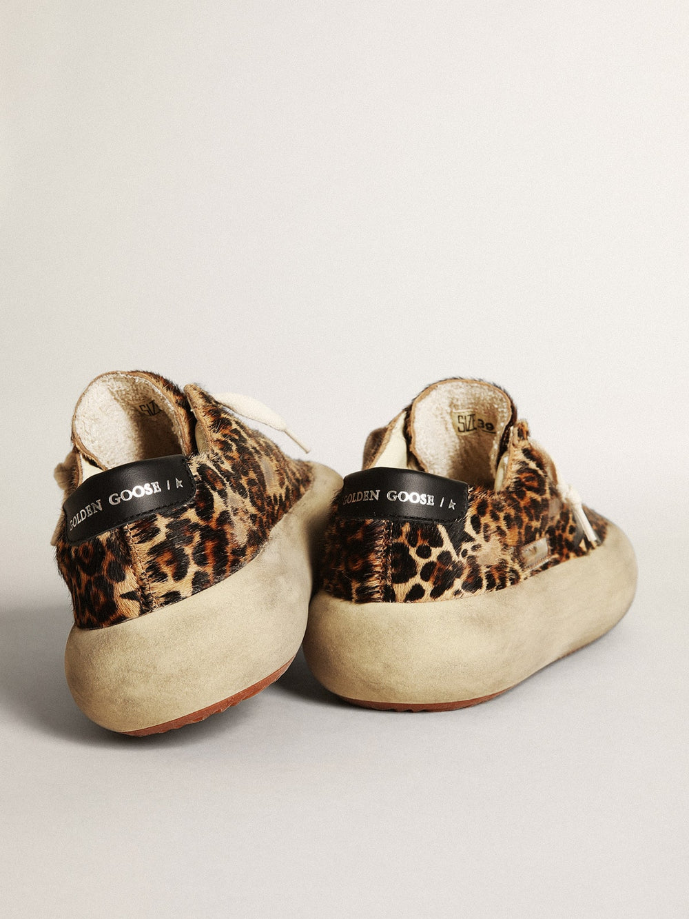 Golden Goose Women's Space-Star in leopard print pony skin with black star
