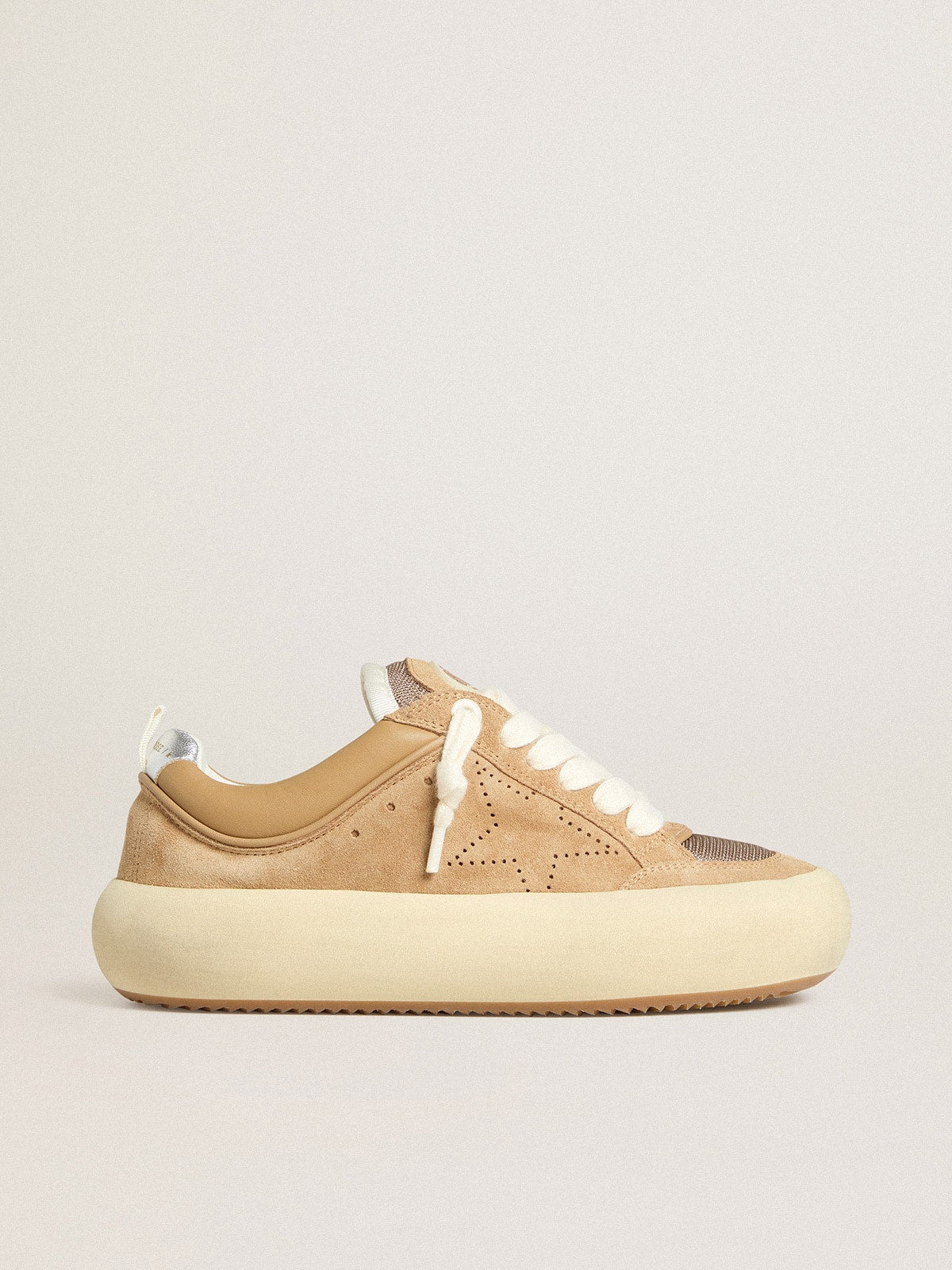 Golden Goose Women's Space-Star Cube in tobacco suede with perforated star