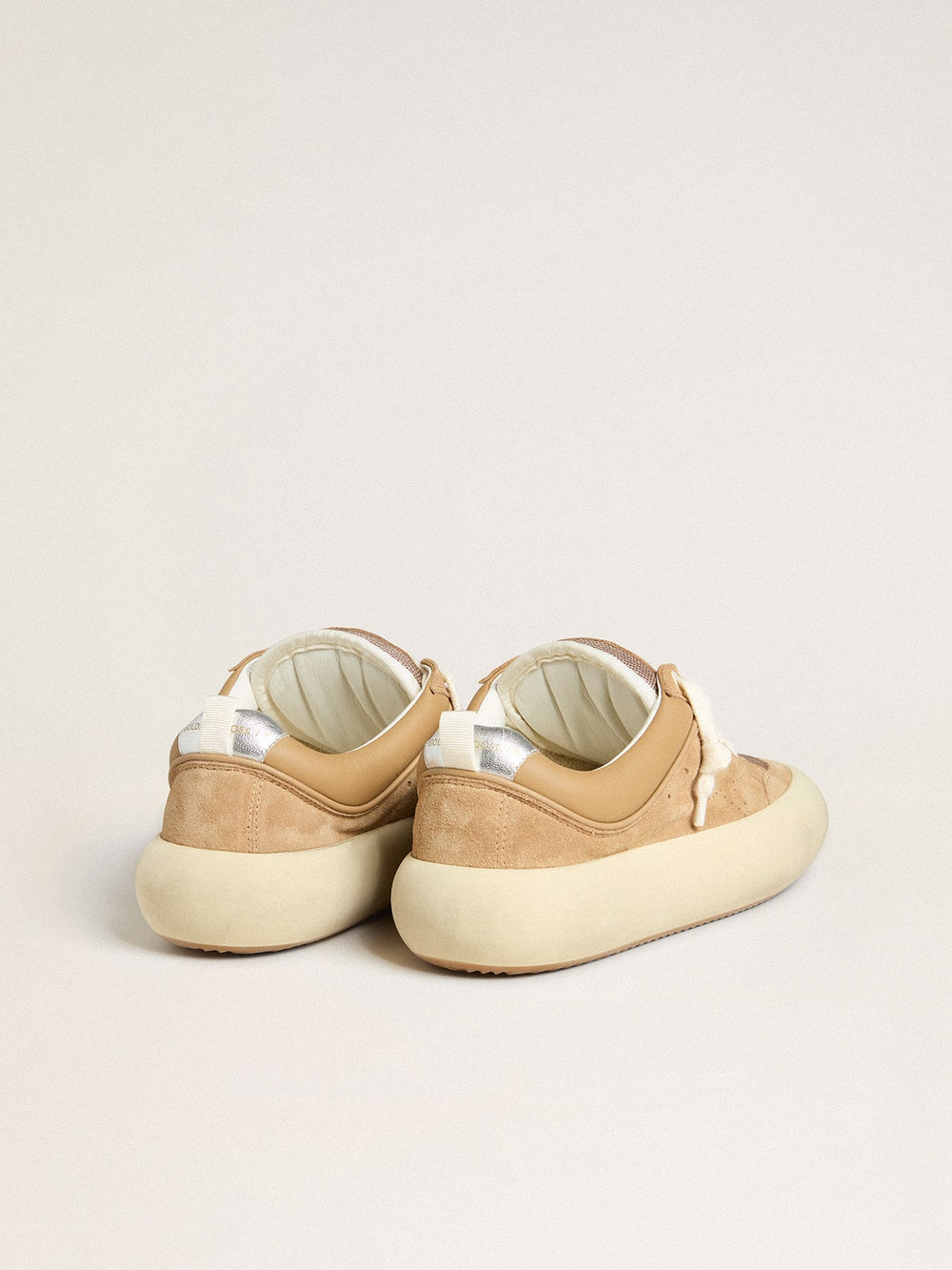 Golden Goose Women's Space-Star Cube in tobacco suede with perforated star
