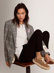 Golden Goose Women's Space-Star Sabot shoes in tobacco-colored suede with shearling lining