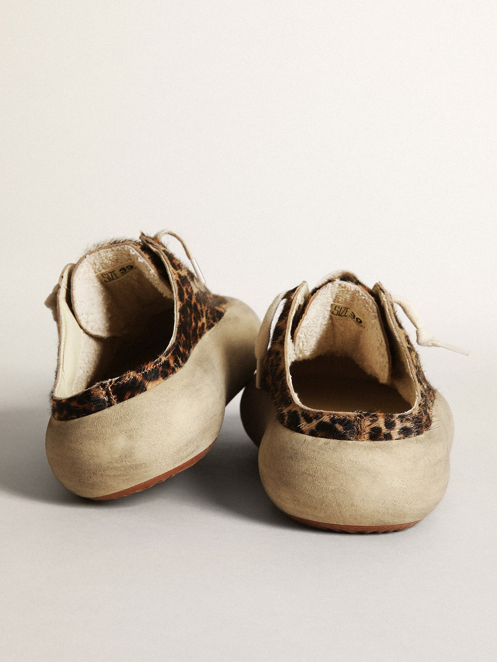Golden Goose Women's Space-Star Sabot in leopard print pony skin with black star