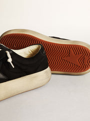 Golden Goose Women's Space-Star shoes in black nylon with black leather star and heel tab