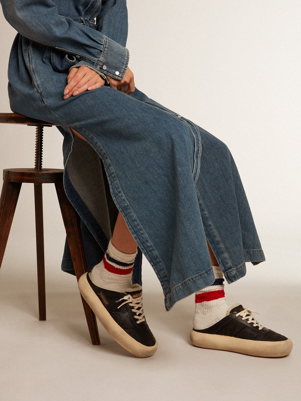 Golden Goose Women's Space-Star Sabots with leather star and shearling lining