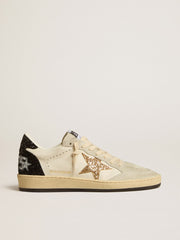 Golden Goose Women’s Ball Star  in nappa and suede with glitter star and black heel tab