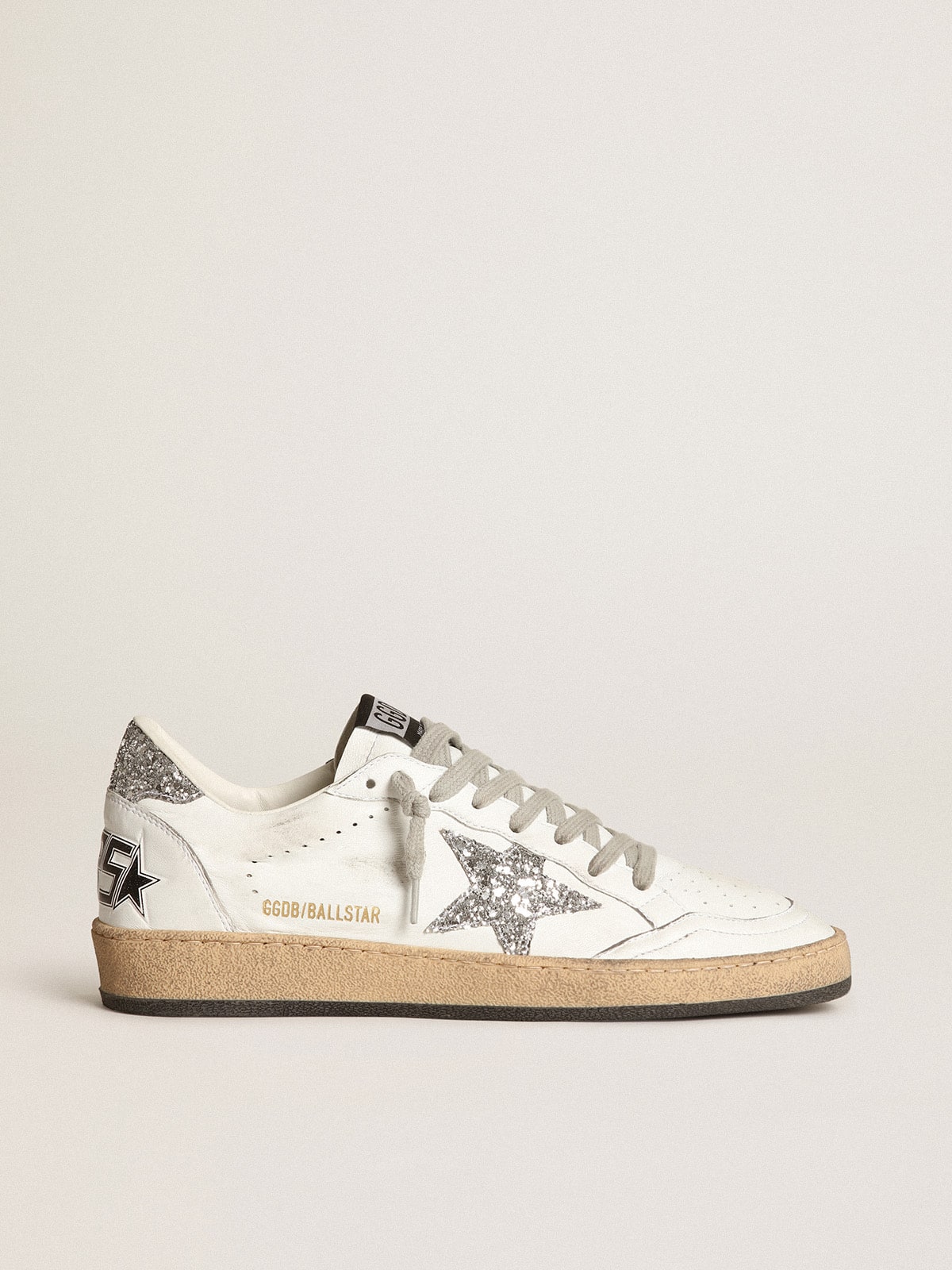 Golden Goose Women's Ball Star in nappa with white star and glitter heel tab