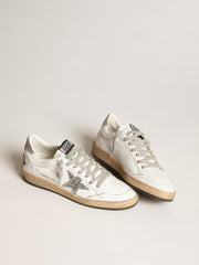 Golden Goose Women's Ball Star in nappa with white star and glitter heel tab