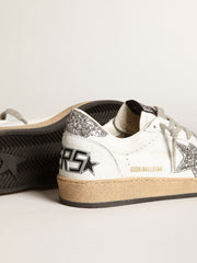 Golden Goose Women's Ball Star in nappa with white star and glitter heel tab