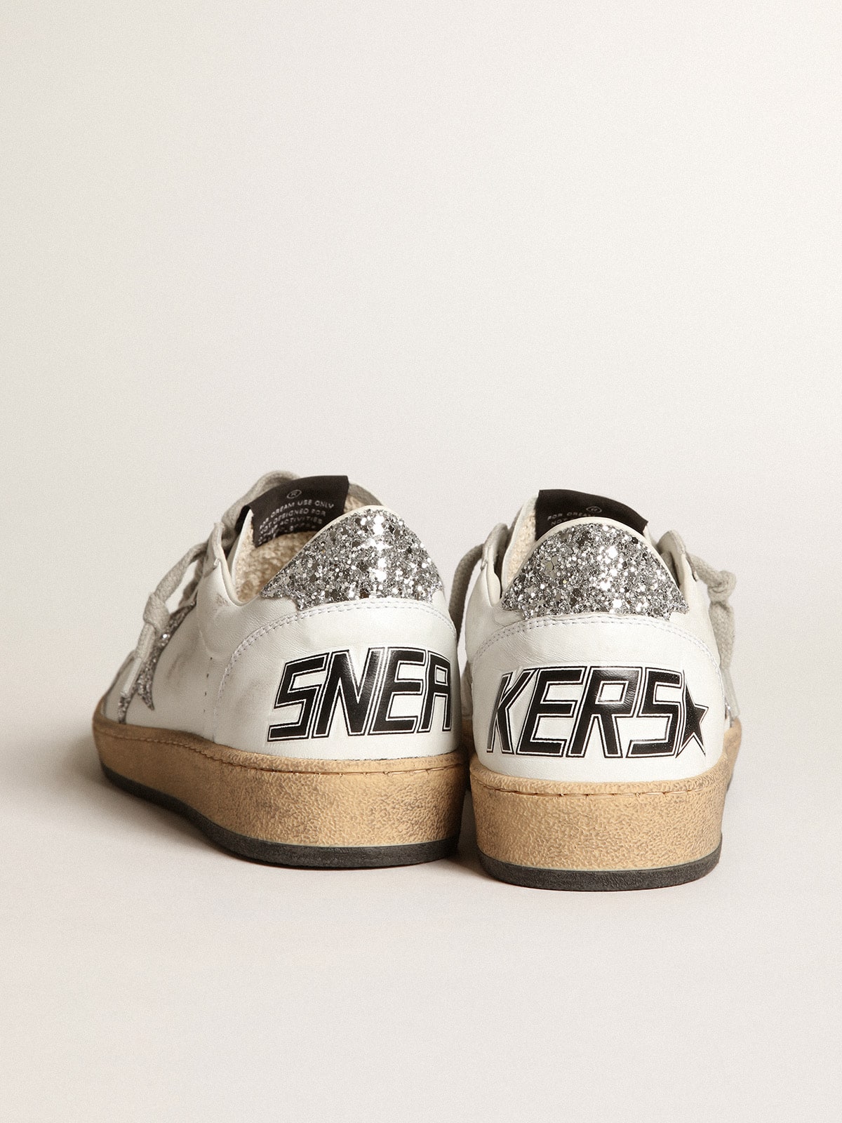 Golden Goose Women's Ball Star in nappa with white star and glitter heel tab