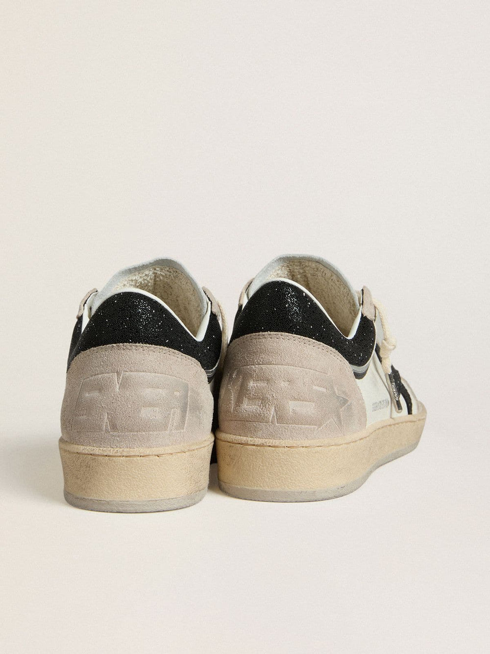 Golden Goose Women's Ball Star LTD in nappa with black crystal star and beige suede inserts