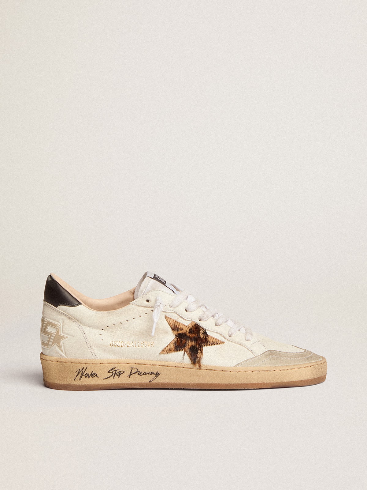 Golden Goose Women's Ball Star with leopard print pony skin star and black heel tab