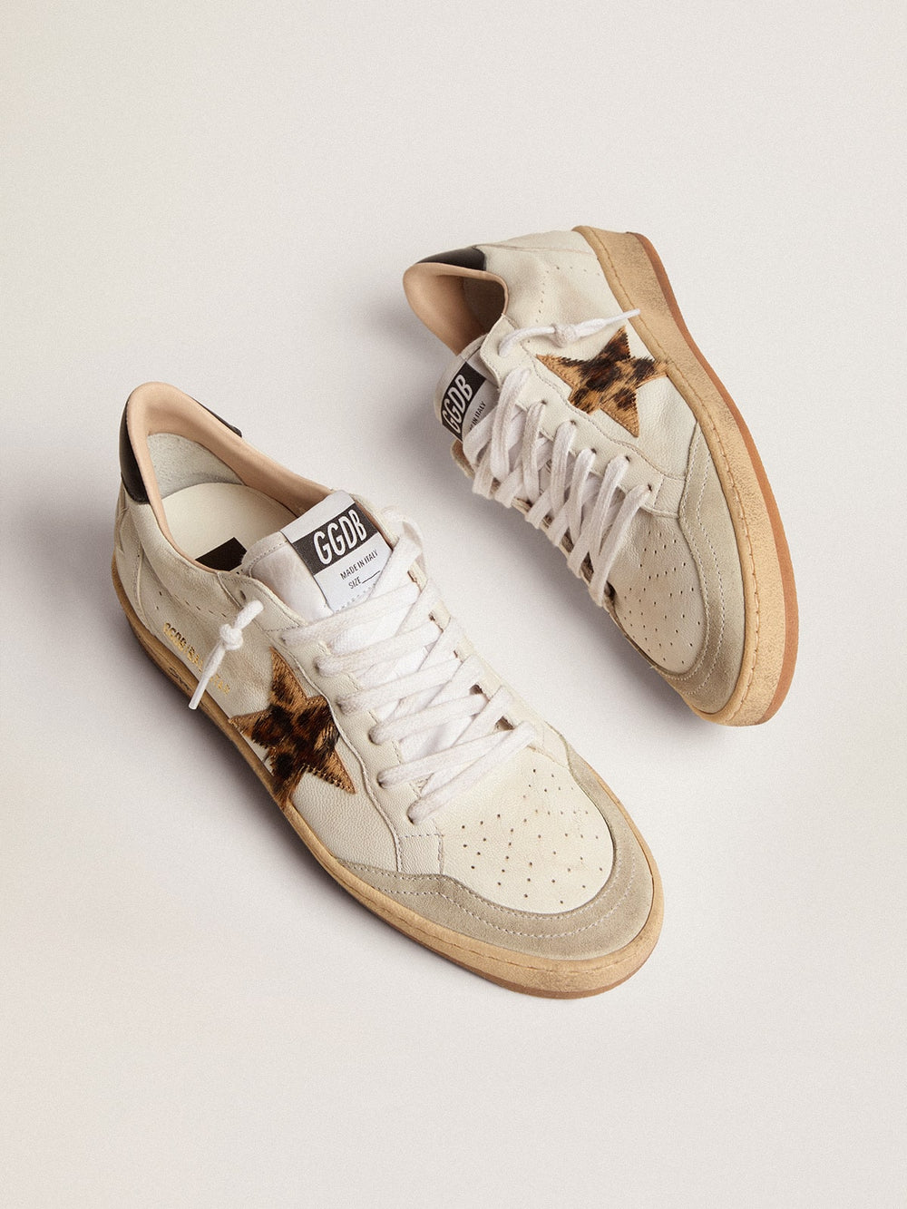 Golden Goose Women's Ball Star with leopard print pony skin star and black heel tab