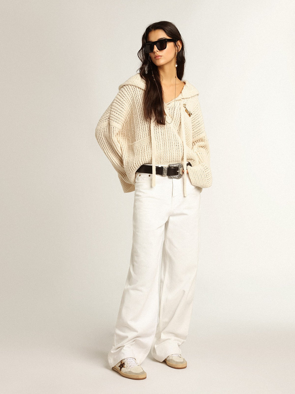 Golden Goose Women's Ball Star with leopard print pony skin star and black heel tab