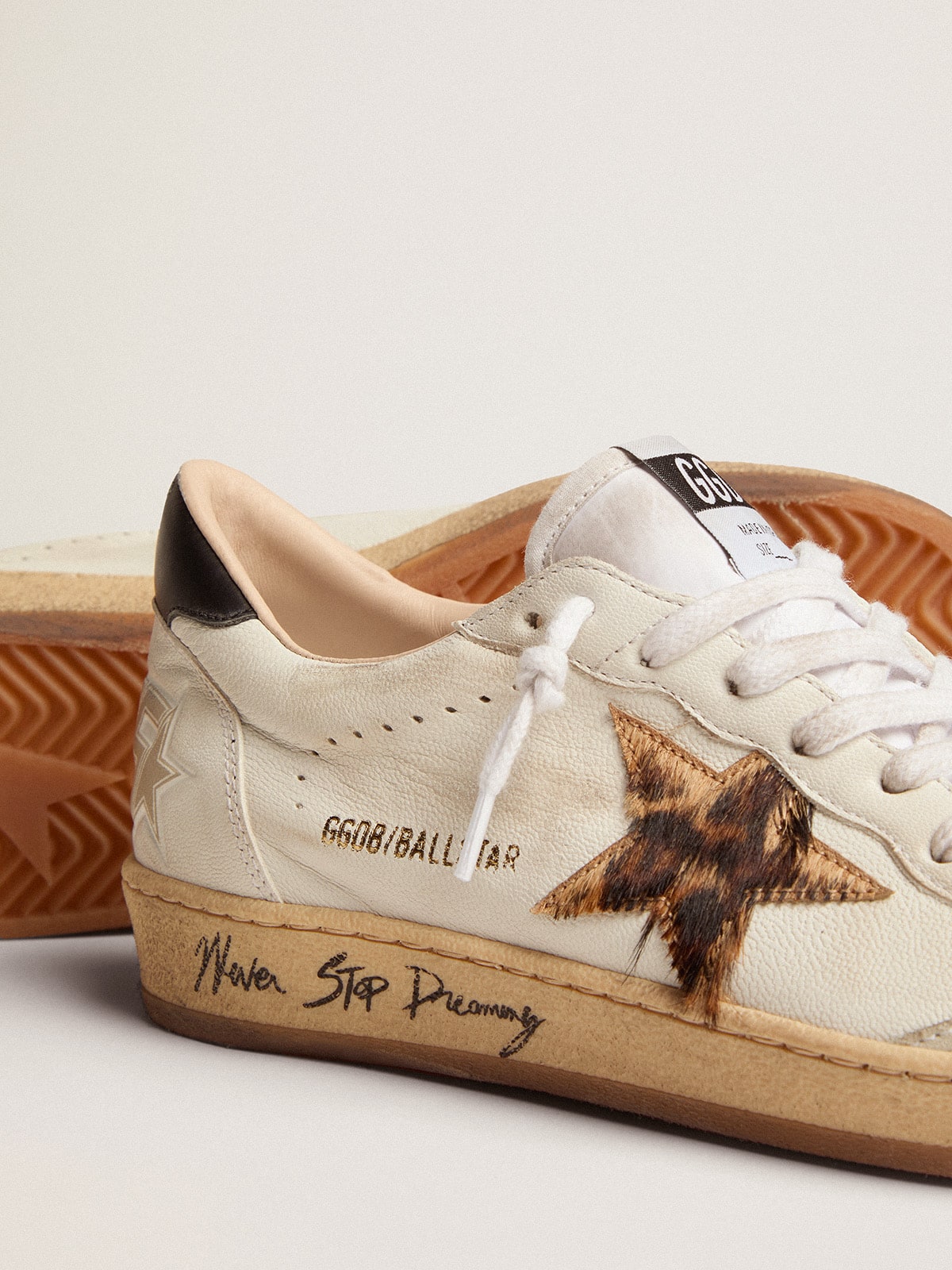 Golden Goose Women's Ball Star with leopard print pony skin star and black heel tab