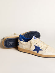 Golden Goose Women’s Ball Star Wishes in white nappa leather with bright blue star and heel tab