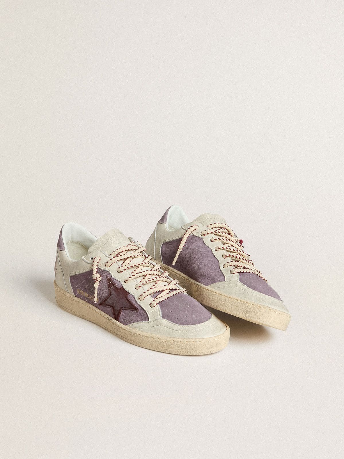 Golden Goose Women’s Ball Star in lilac suede with burgundy leather star and lilac suede heel tab