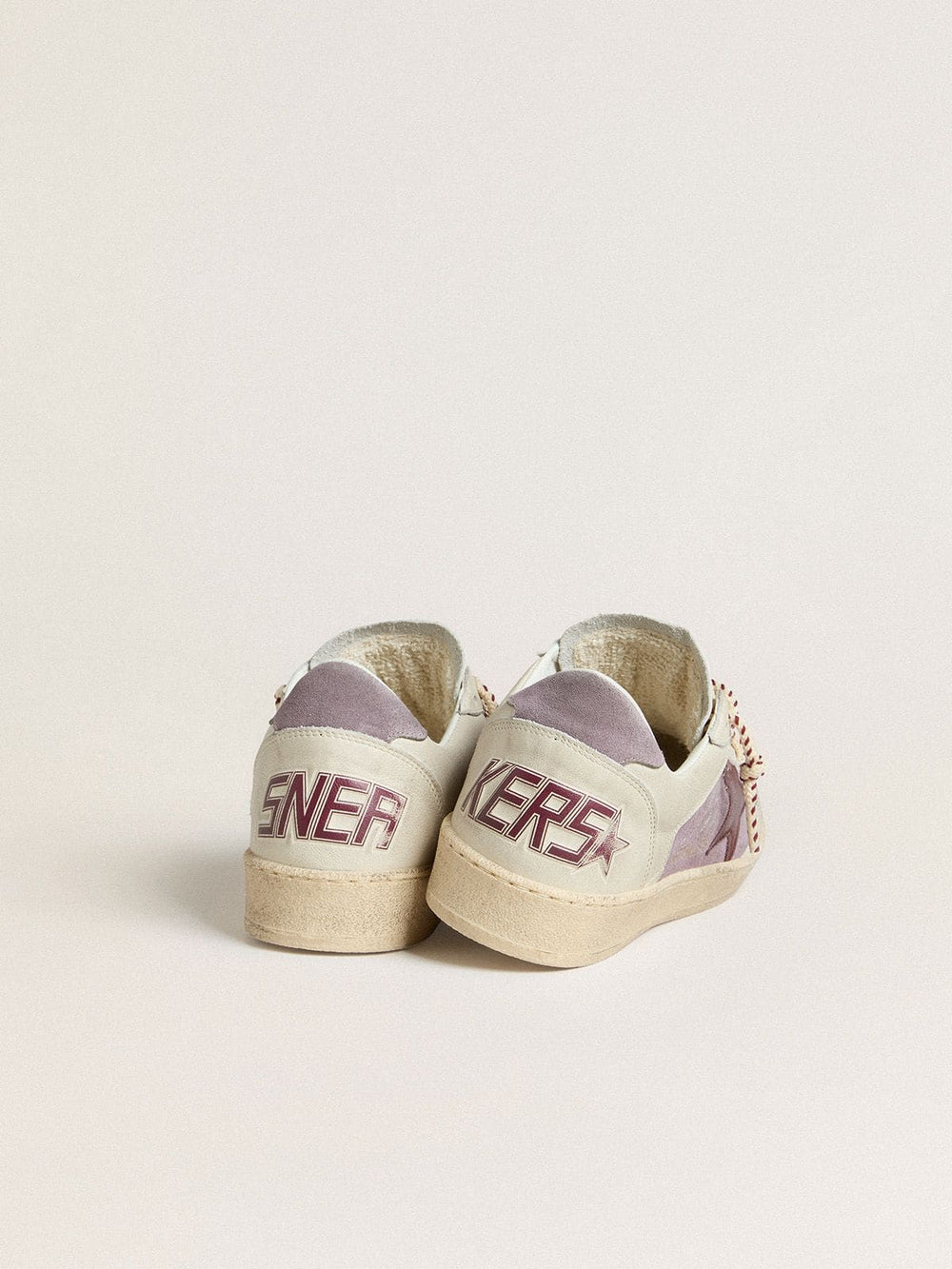 Golden Goose Women’s Ball Star in lilac suede with burgundy leather star and lilac suede heel tab