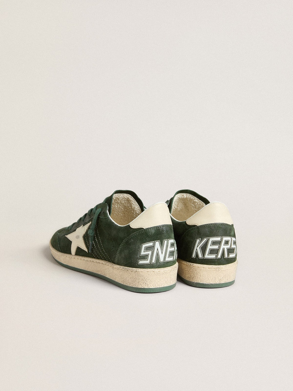 Golden Goose Women's Ball Star in green suede with white leather star and heel tab