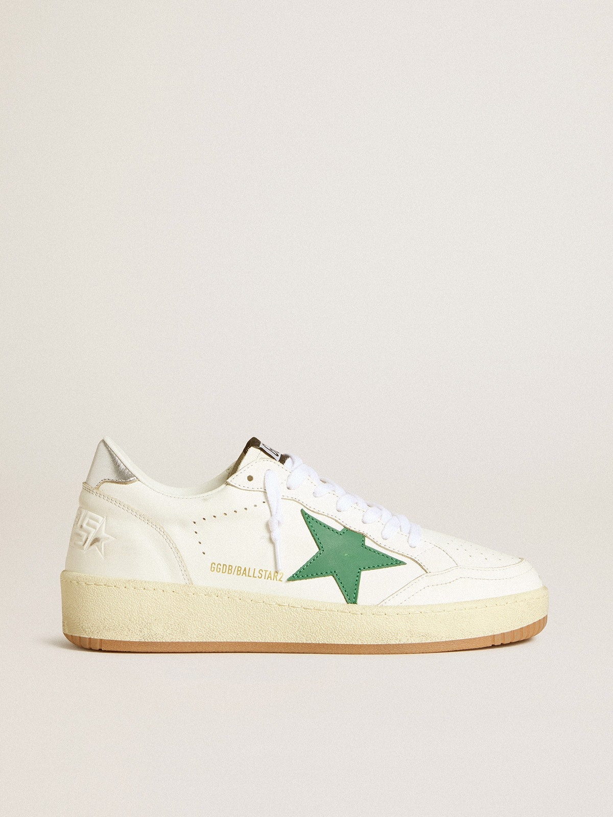 Golden Goose Women's Ball Star with green leather star and metallic leather heel tab