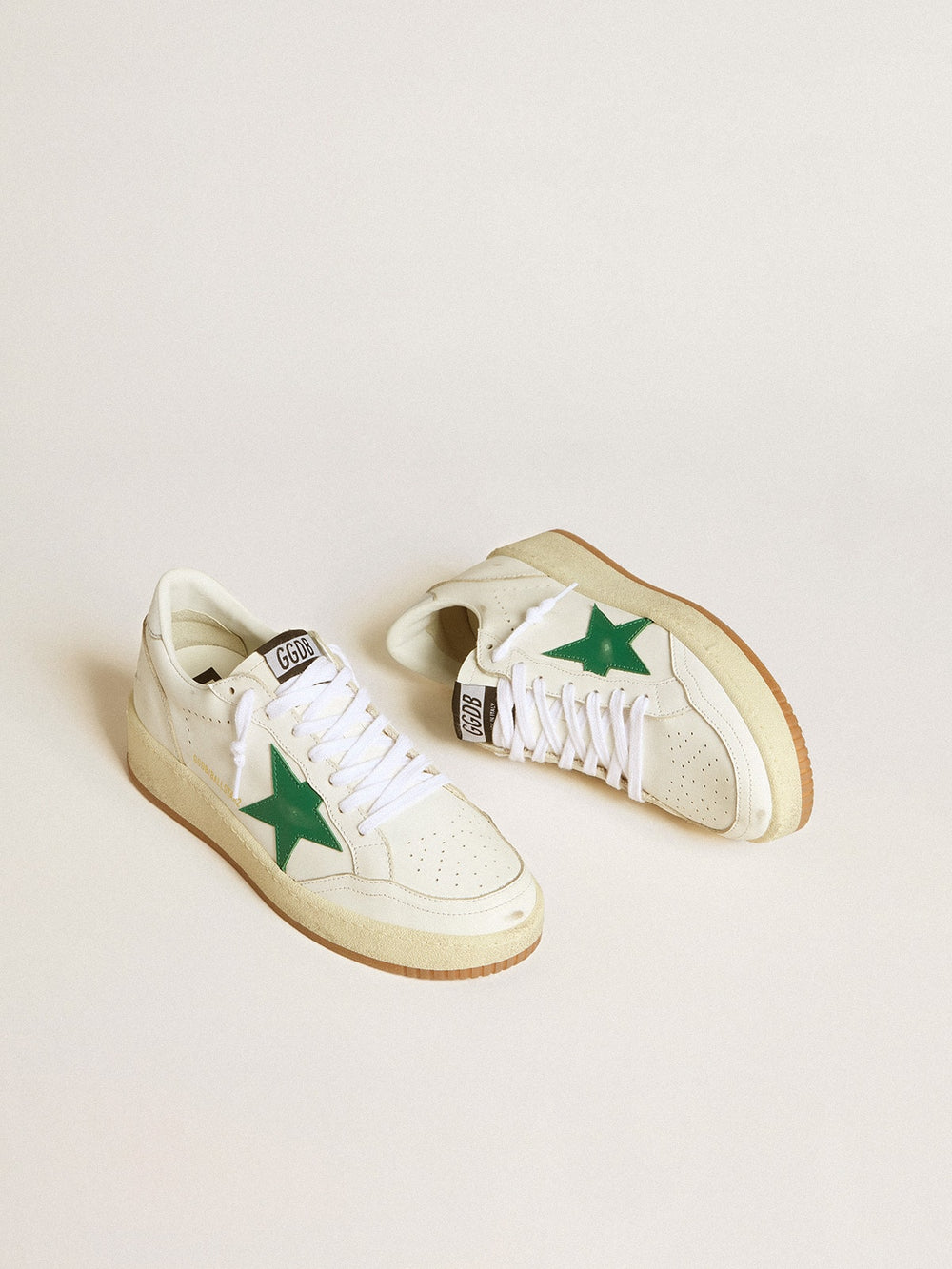 Golden Goose Women's Ball Star with green leather star and metallic leather heel tab