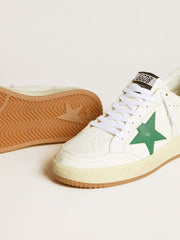 Golden Goose Women's Ball Star with green leather star and metallic leather heel tab