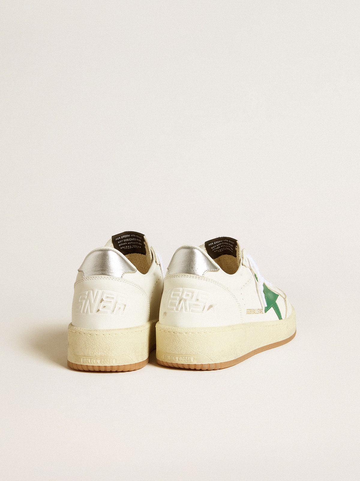 Golden Goose Women's Ball Star with green leather star and metallic leather heel tab