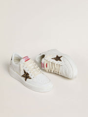 Golden Goose Ball Star with leopard pony skin star and black laminated leather heel tab