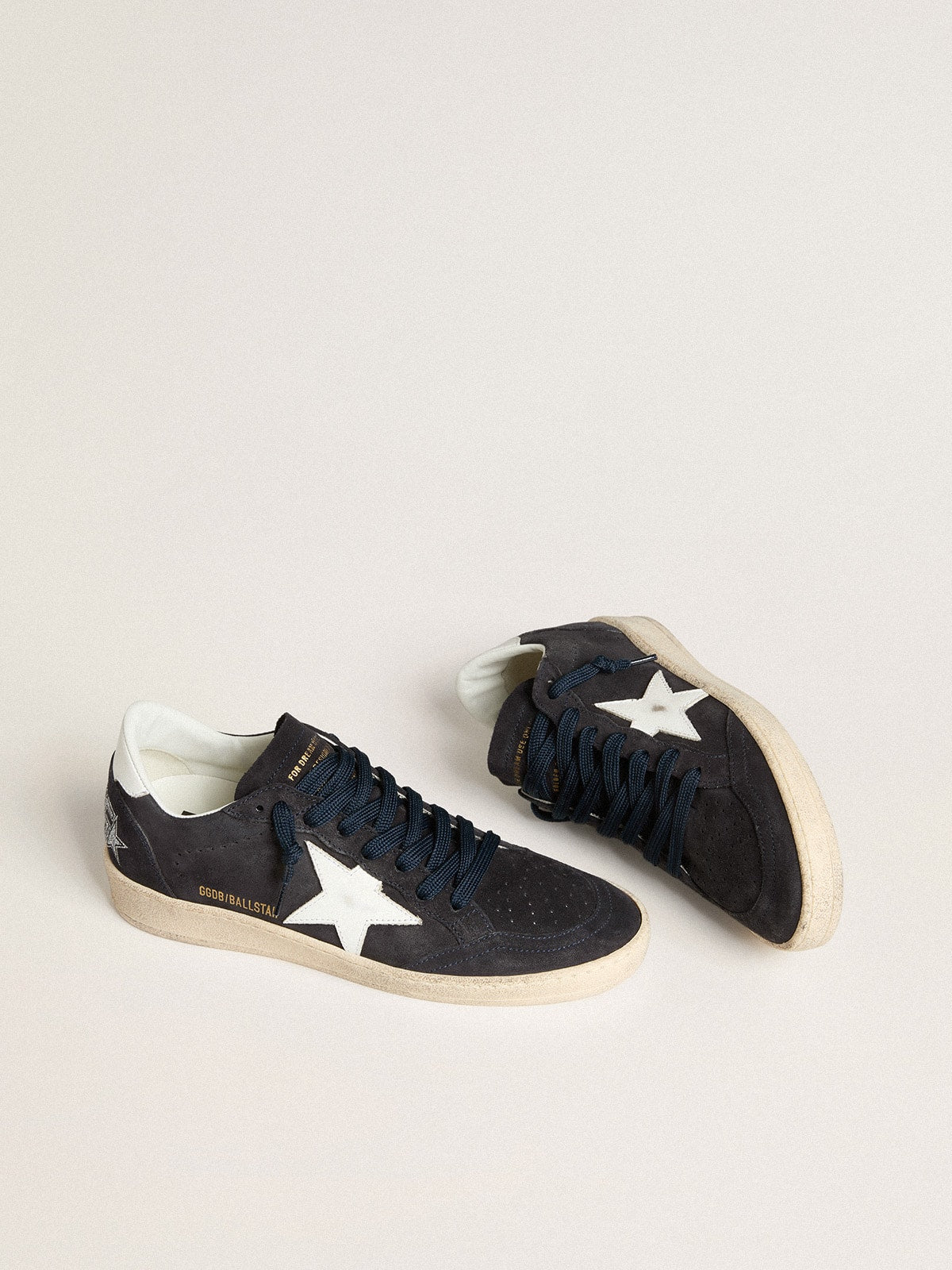 Golden Goose Women's Ball Star in dark blue suede with leather star and heel tab