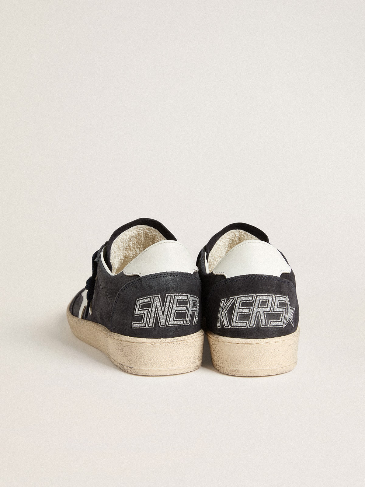Golden Goose Women's Ball Star in dark blue suede with leather star and heel tab