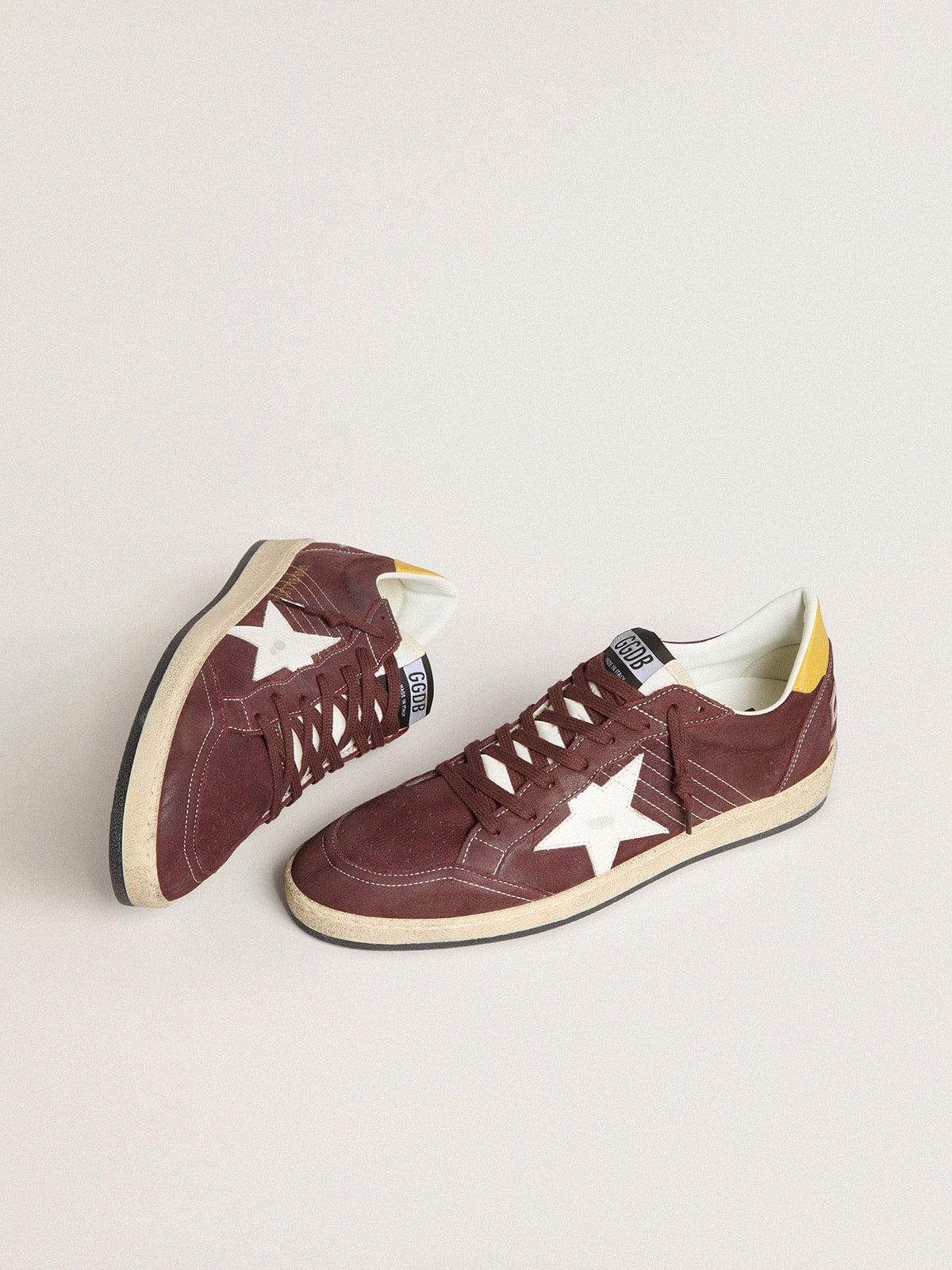 Golden Goose Women's Ball Star in chocolate nubuck with leather star and heel tab