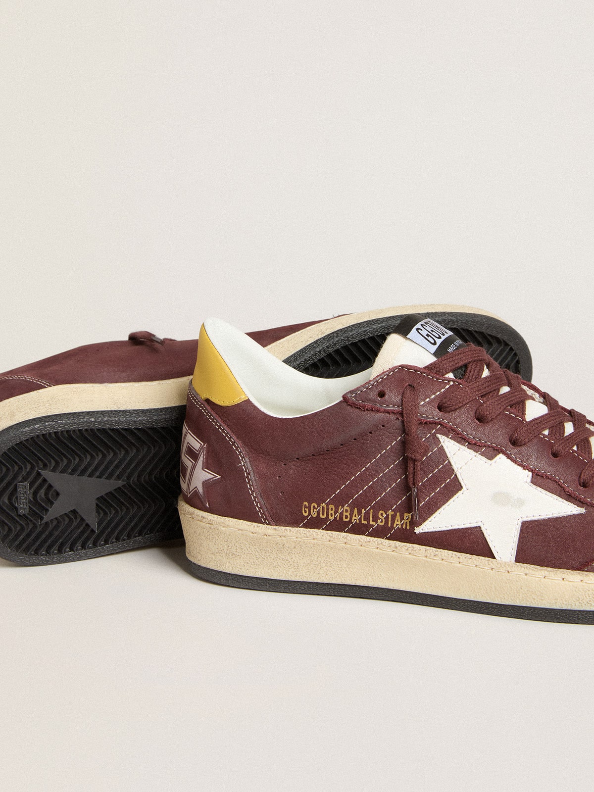 Golden Goose Women's Ball Star in chocolate nubuck with leather star and heel tab