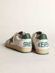 Golden Goose Women's Ball Star in white nappa leather with green leather star and heel tab