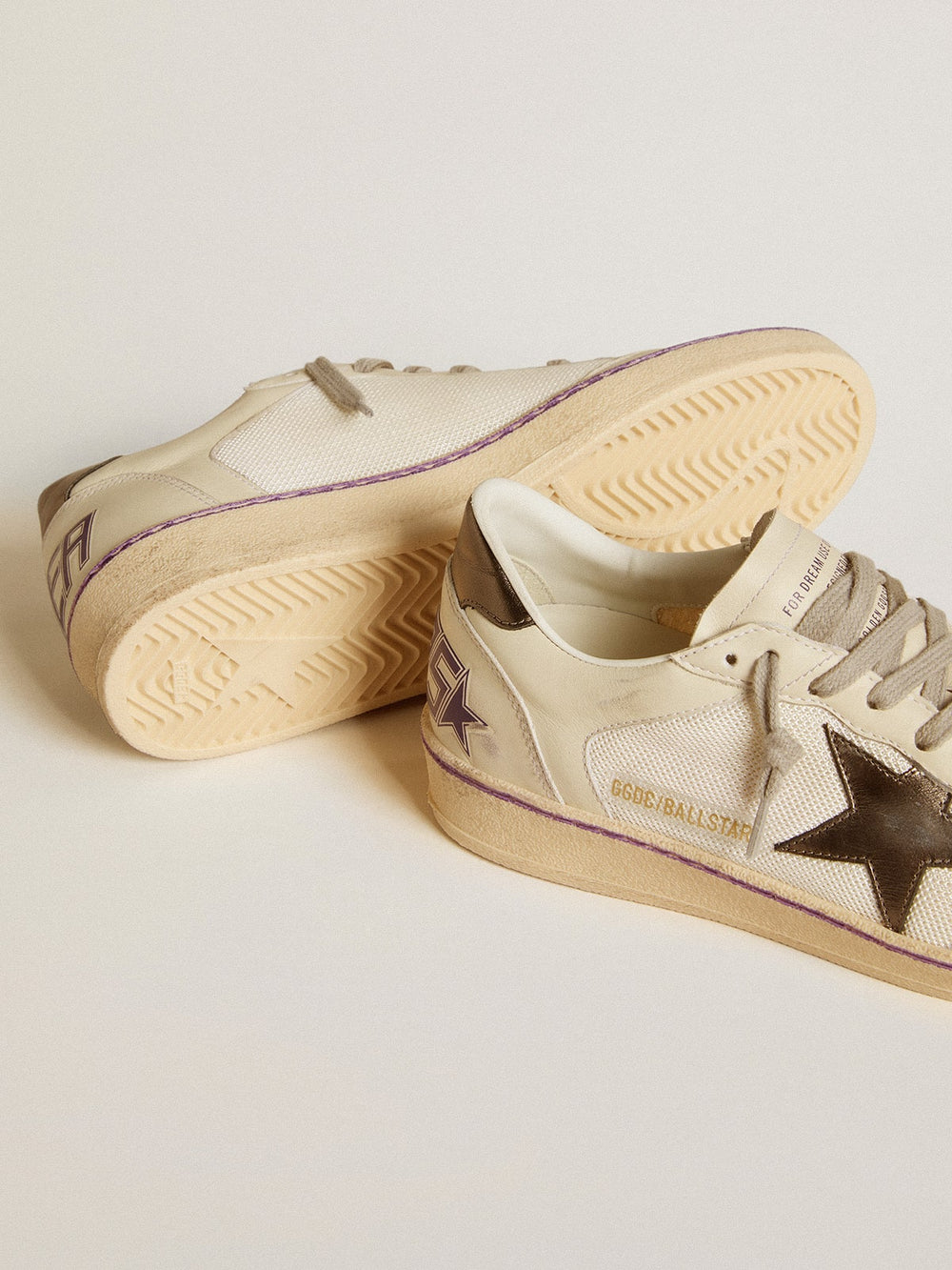 Golden Goose Ball Star in mesh and leather with metallic leather star and heel tab