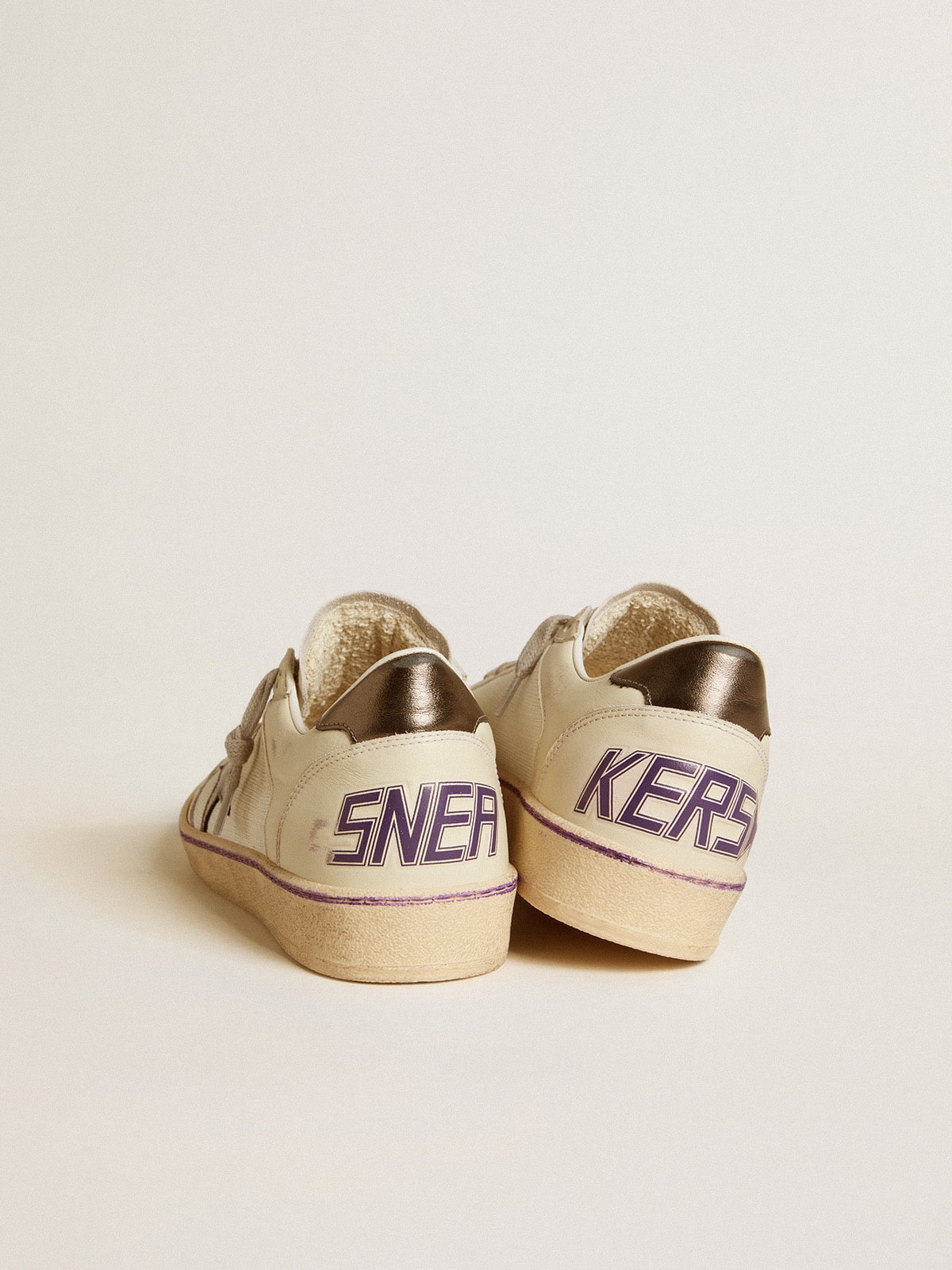 Golden Goose Ball Star in mesh and leather with metallic leather star and heel tab