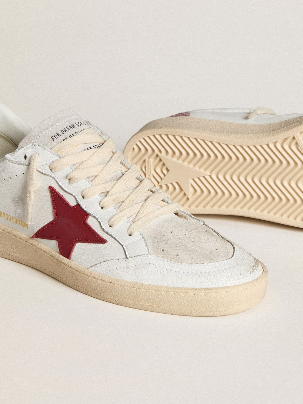 Golden Goose Women's Ball Star LTD with red leather star and pink glitter heel tab