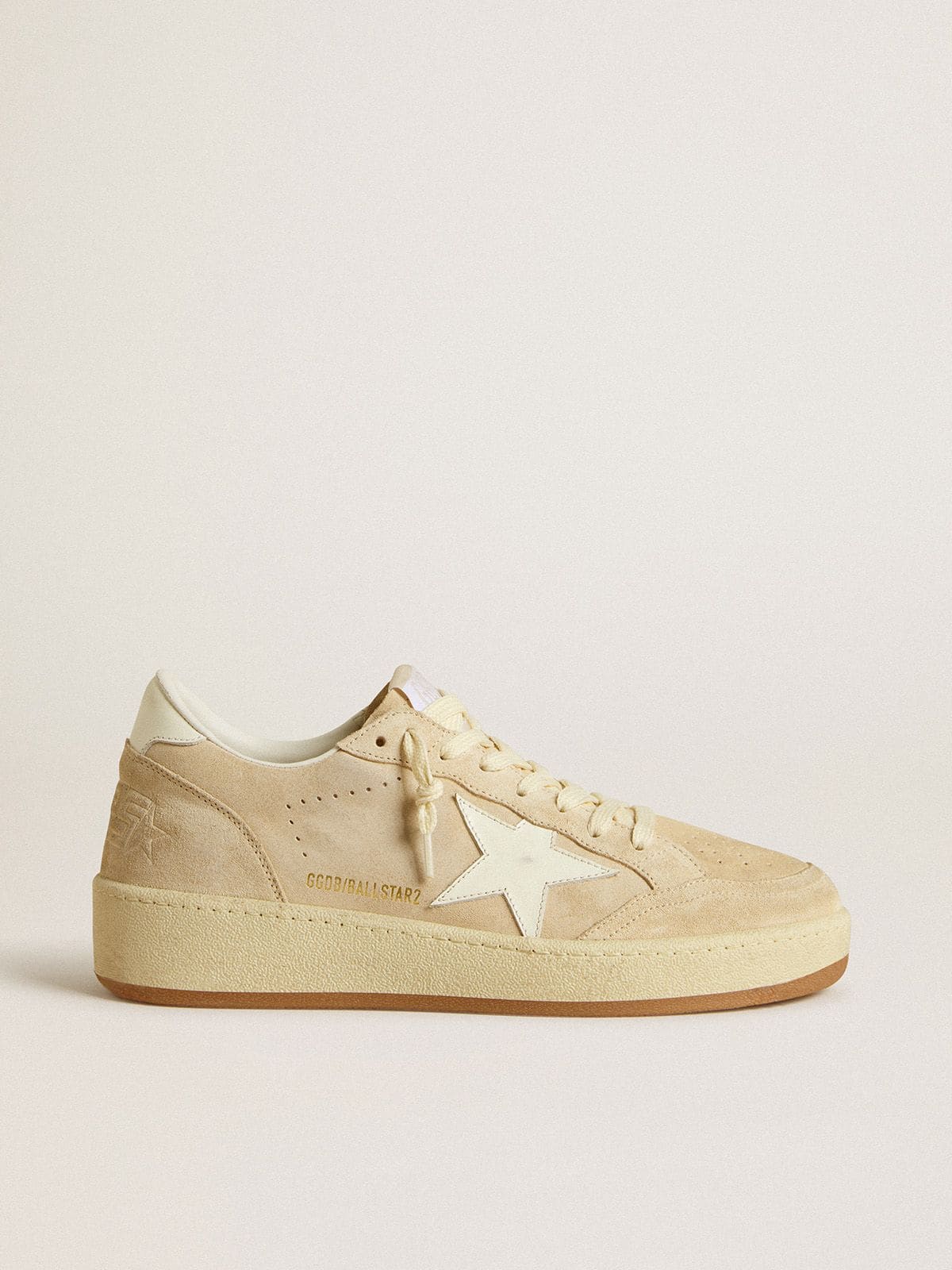 Golden Goose Women's Ball Star in beige suede with white leather star and heel tab