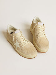 Golden Goose Women's Ball Star in beige suede with white leather star and heel tab