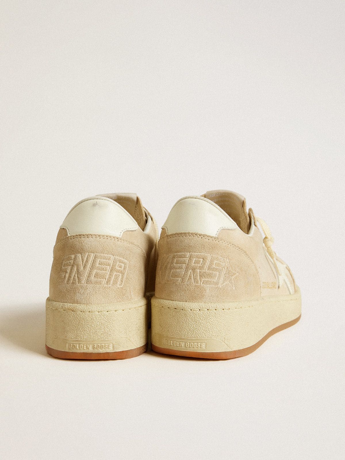 Golden Goose Women's Ball Star in beige suede with white leather star and heel tab