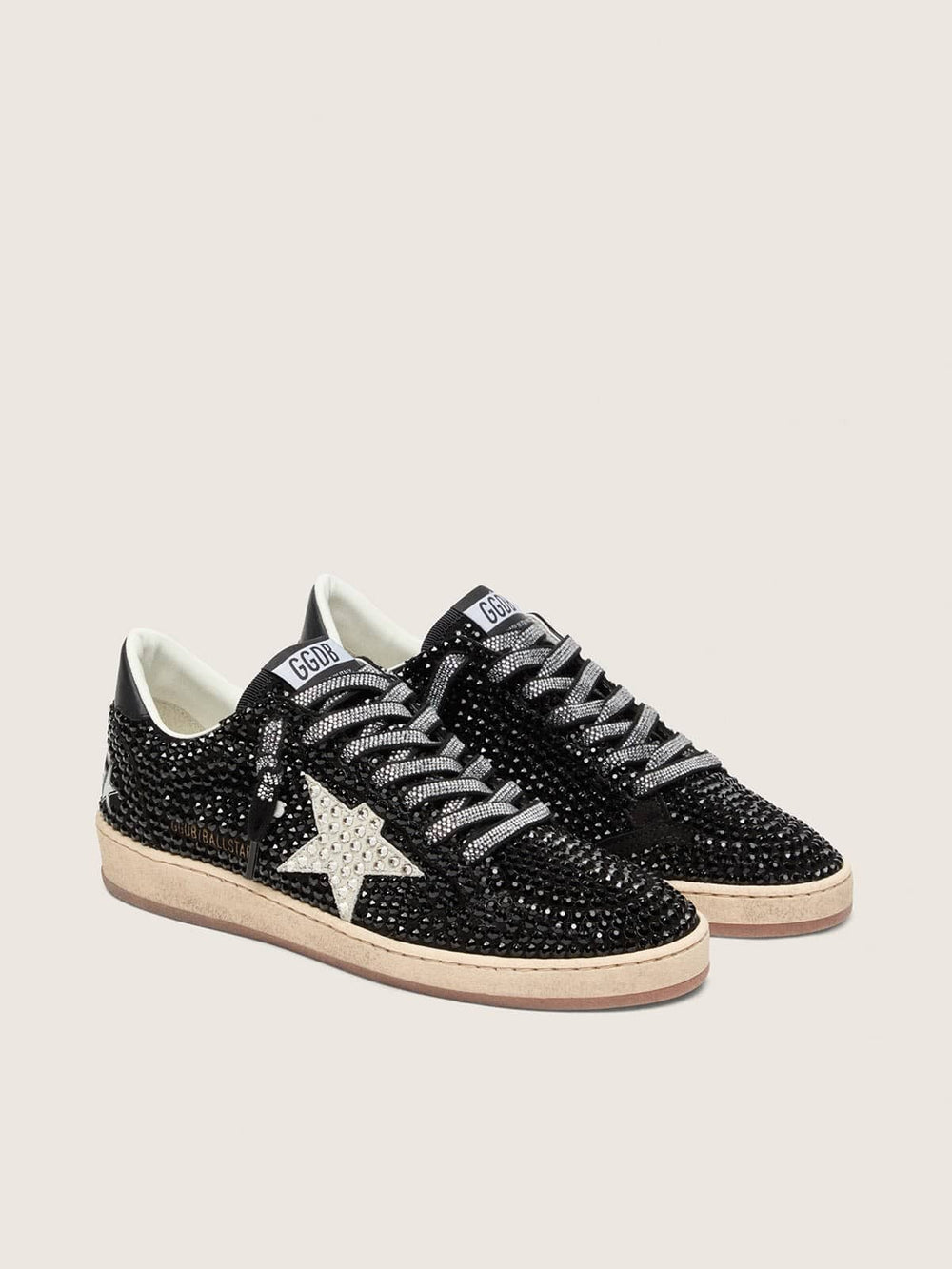 Golden Goose Ball Star in black suede with white star and Swarovski crystals