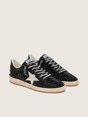 Golden Goose Ball Star in black suede with white star and Swarovski crystals