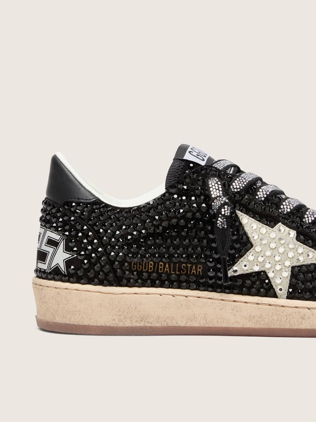 Golden Goose Ball Star in black suede with white star and Swarovski crystals