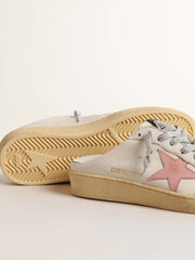 Golden Goose Ball Star Sabots in white nappa with an old-rose leather star