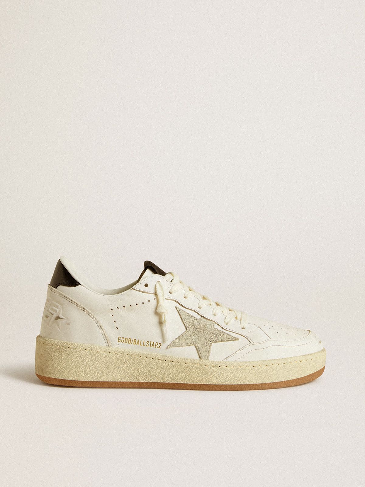 Golden Goose Women's Ball Star with ice-gray suede star and glossy black leather heel tab